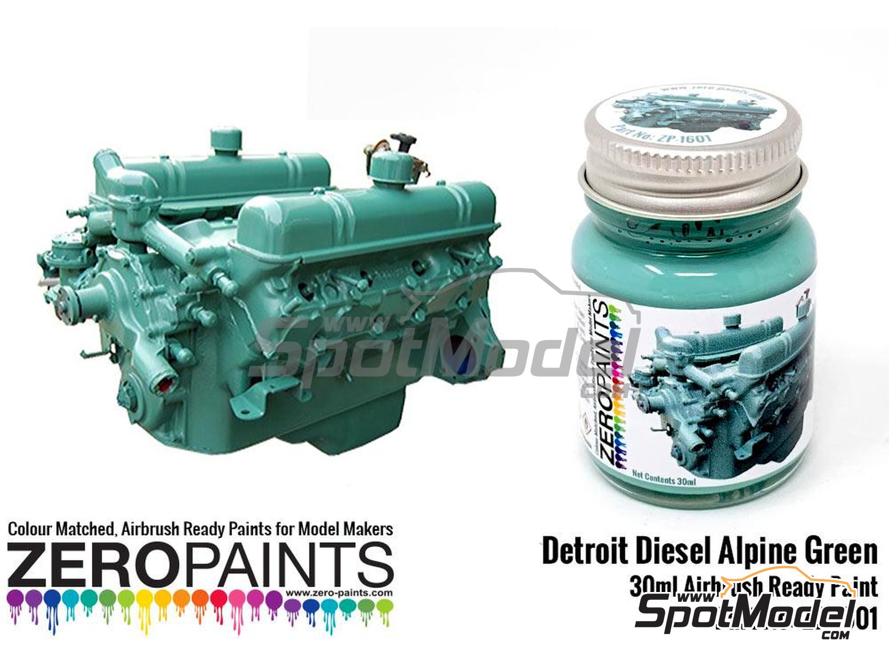 Zero Paints ZP1601 Paint for airbrush Detroit Diesel Alpine Green 1 x